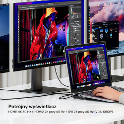 Unitek Stacja dokująca USB-C z DisplayLink 4K | 4K@30Hz | 5Gbps | PD 100W