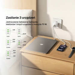 Belkin Ładowarka 70W GaN, 2x USB-C, USB-A, podróżna (EU, US, UK), biała