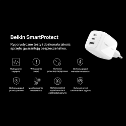 Belkin Ładowarka 70W GaN, 2x USB-C, USB-A, podróżna (EU, US, UK), biała