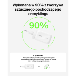 Belkin Ładowarka 100W GaN, 2x USB-C, USB-A, podróżna (EU, US, UK), biała