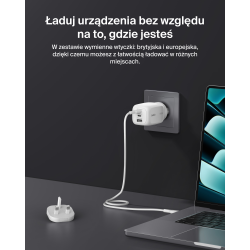 Belkin Ładowarka 100W GaN, 2x USB-C, USB-A, podróżna (EU, US, UK), biała