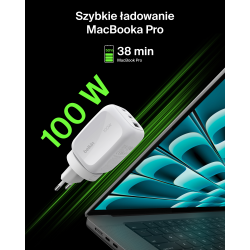 Belkin Ładowarka 100W GaN, 2x USB-C, USB-A, podróżna (EU, US, UK), biała