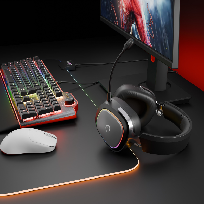 Rampage RETSU Słuchawki bezprzewodowe nauszne BT 2.4G RGB czarne