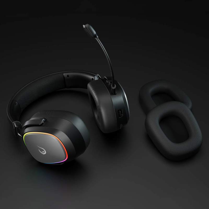 Rampage RETSU Słuchawki bezprzewodowe nauszne BT 2.4G RGB czarne