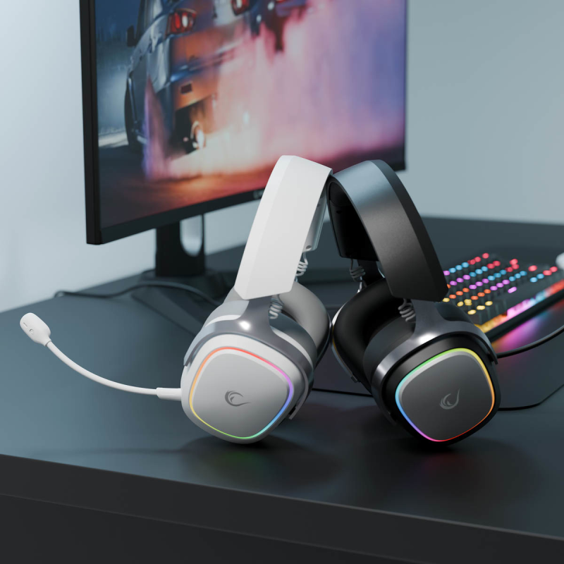 Rampage RETSU Słuchawki bezprzewodowe nauszne BT 2.4G RGB czarne