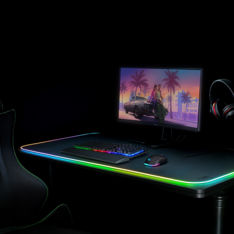 Rampage Fortuna Zestaw gamingowy klawiatura z podkładką i mysz 12800 DPI, czarny