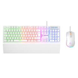 Rampage Fortuna Zestaw gamingowy klawiatura z podkładką i mysz 12800 DPI, biały