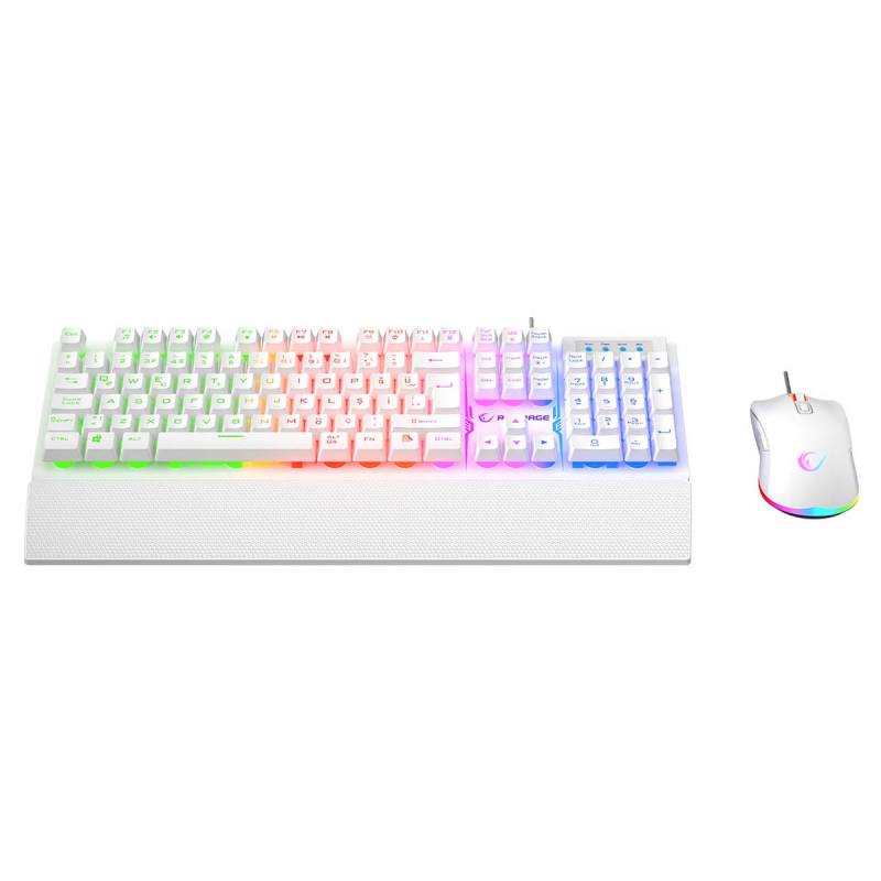 Rampage Fortuna Zestaw gamingowy klawiatura z podkładką i mysz 12800 DPI, biały
