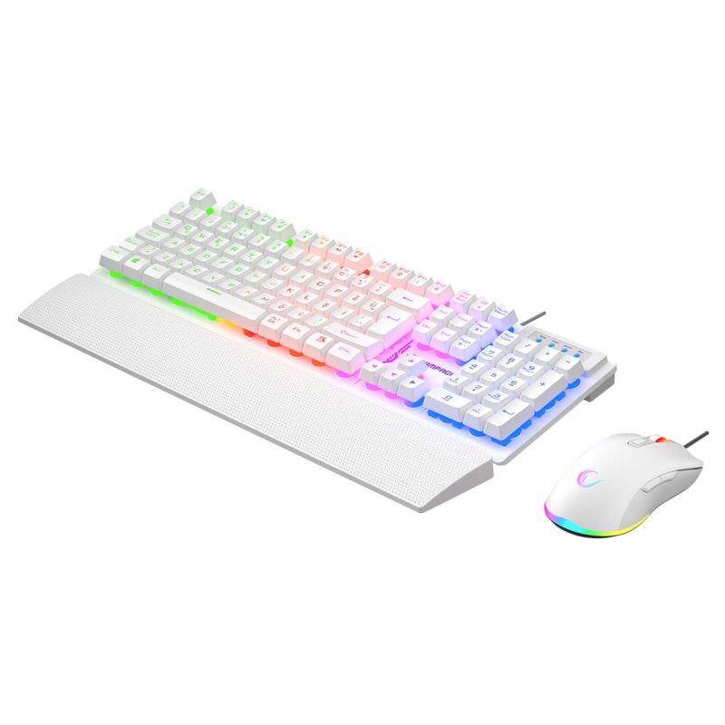 Rampage Fortuna Zestaw gamingowy klawiatura z podkładką i mysz 12800 DPI, biały