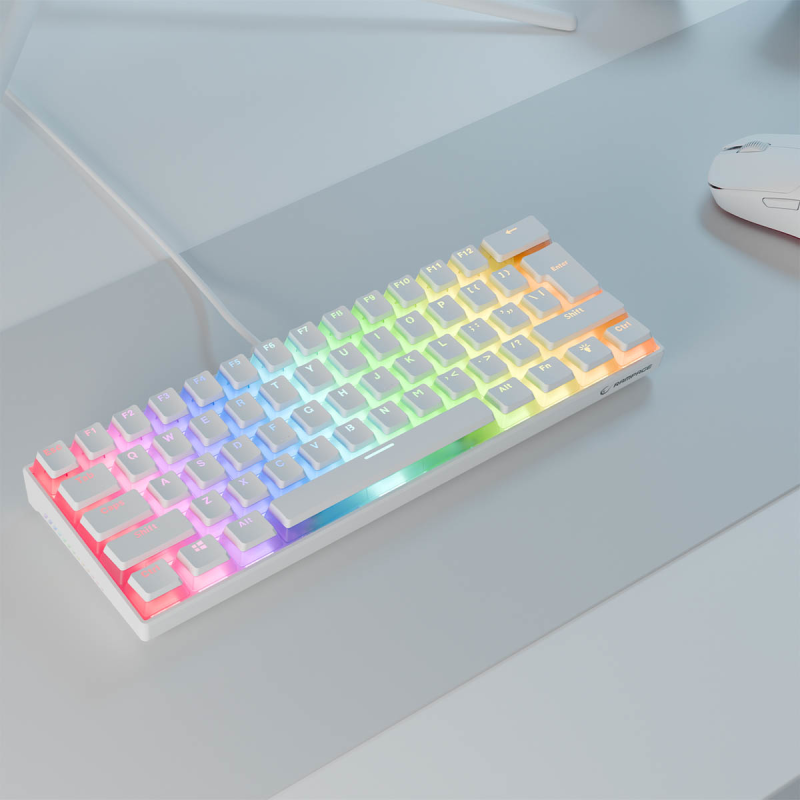 Rampage Klawiatura mechaniczna gamingowa Radiant K11 60% RGB Blue Switch, biała
