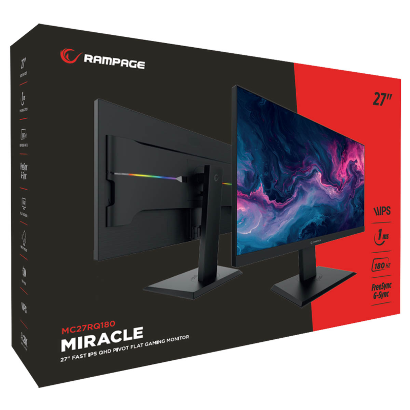 Rampage Miracle Monitor gamingowy 27'' 180Hz 1ms QHD 2K