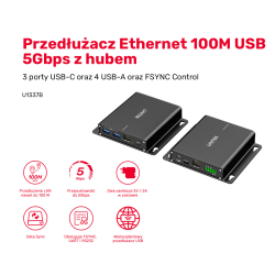 Unitek Przedłużacz USB 5 Gb/s 100 m przez Ethernet z hubem