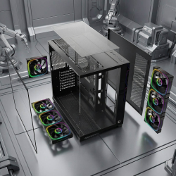 Rampage Obudowa PC ze szkłem hartowanym SEALITE 7x wentylator ARGB PWM Czarna