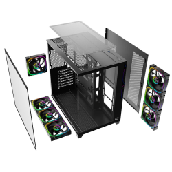 Rampage Obudowa PC ze szkłem hartowanym SEALITE 7x wentylator ARGB PWM Czarna