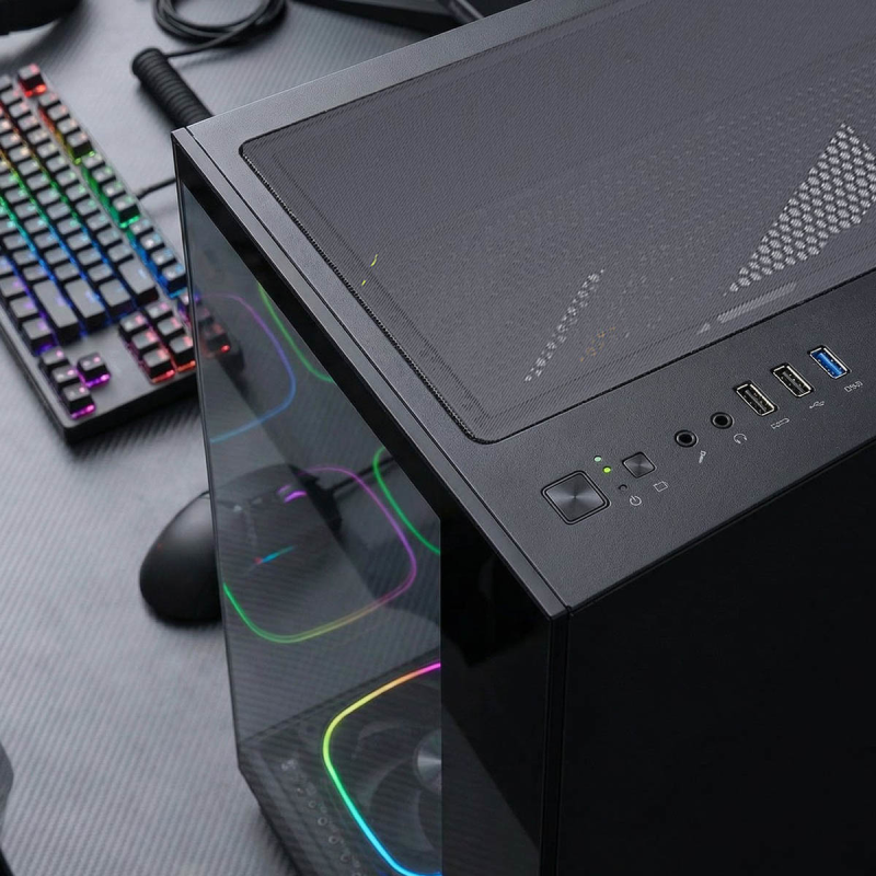 Rampage Obudowa PC ze szkłem hartowanym SEALITE 7x wentylator ARGB PWM Czarna