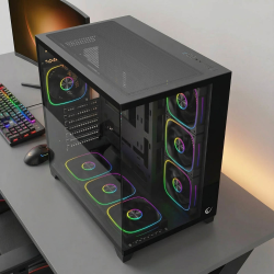 Rampage Obudowa PC ze szkłem hartowanym SEALITE 7x wentylator ARGB PWM Czarna