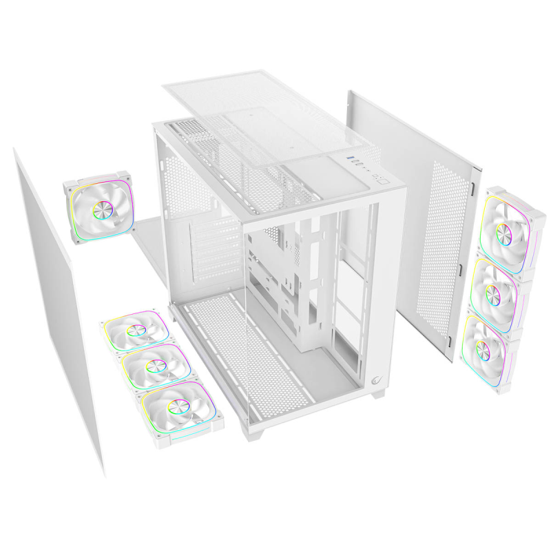 Rampage Obudowa PC ze szkłem hartowanym SEALITE 7x wentylator ARGB PWM Biała