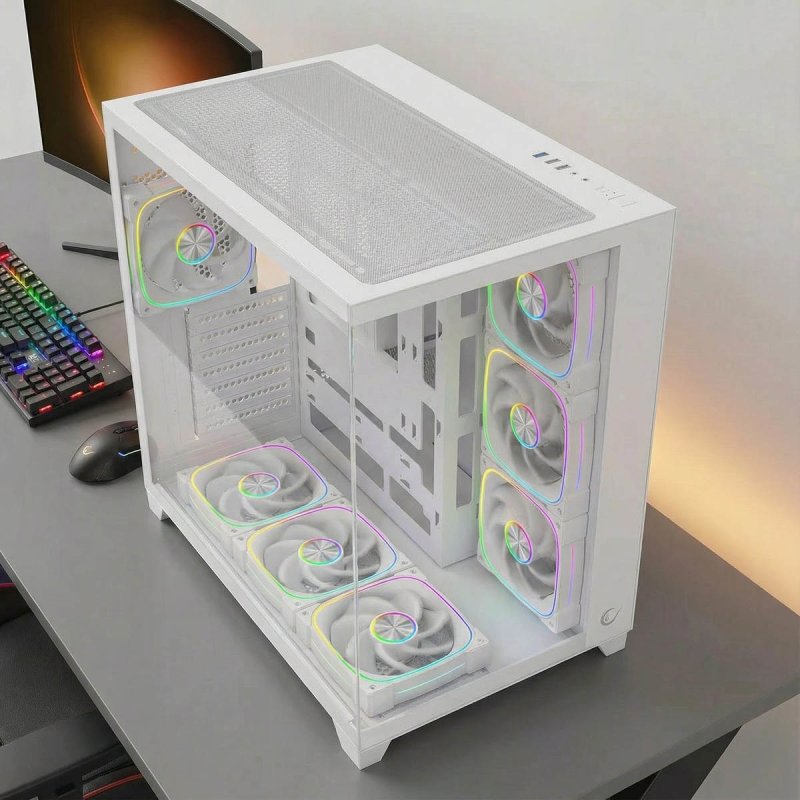 Rampage Obudowa PC ze szkłem hartowanym SEALITE 7x wentylator ARGB PWM Biała
