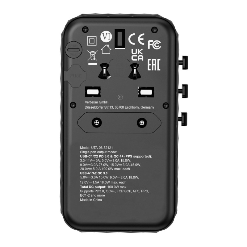 Adapter podróżny Verbatim UTA-06 GaN III globalny | PartsPC.pl