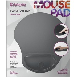 Podkładka Defender EASY WORK żelowa szara 260x225x5mm | PartsPC.pl