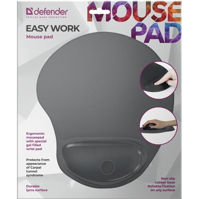 Podkładka Defender EASY WORK żelowa szara 260x225x5mm | PartsPC.pl
