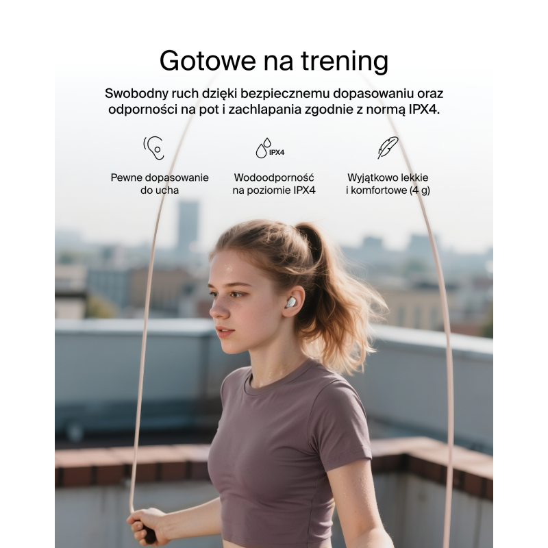 Belkin Słuchawki półotwarte douszne do spania, IPX4, Bluetooth 6.0, kremowe