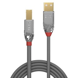 Kabel drukarkowy USB LINDY 2.0 A/M - USB B/M, Cromo Line 3m Szary