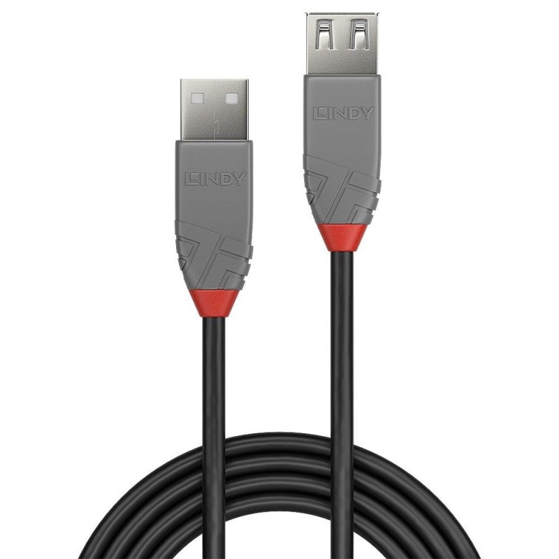 Przedłużacz USB 2.0 LINDY Type A Extension Cable, Anthra Line 0,5m Black