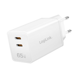 Ładowarka sieciowa LogiLink PA0367 USB GaN, 65 W, 2x USB-C (PD 3.0/QC 4.0),