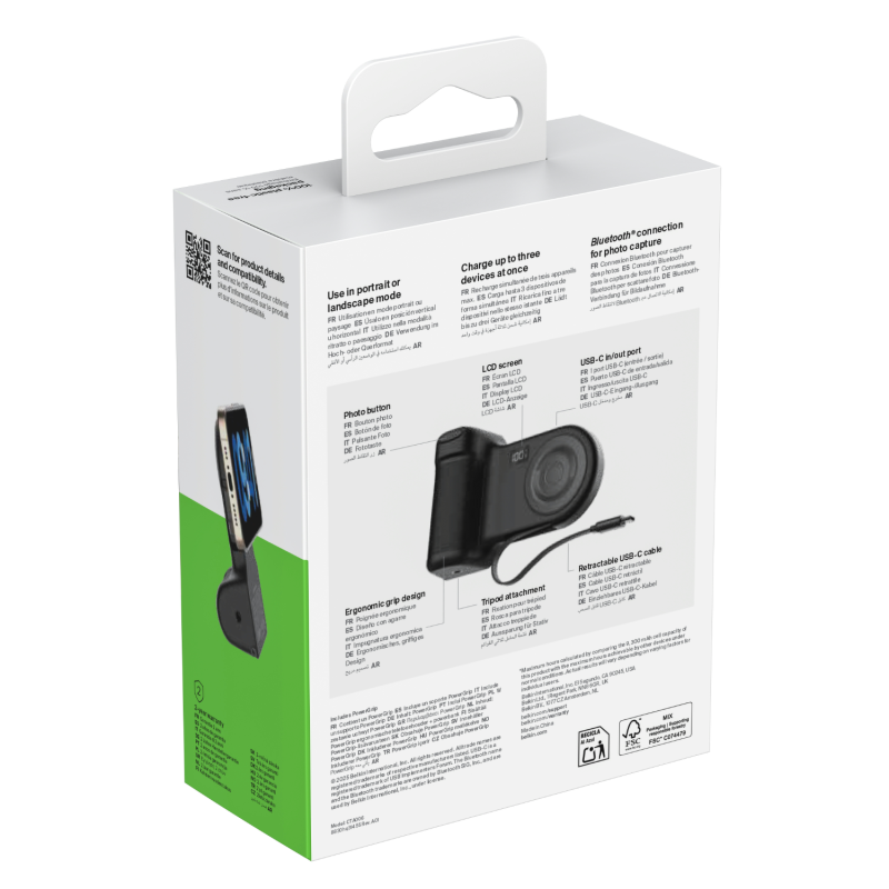 Belkin Stage PowerGrip Powerbank  9300 mAh, magnetyczny 7,5W, USB-C 15W, czarny