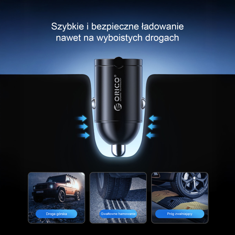 Orico Ładowarka samochodowa, 2 × USB-C, 30W
