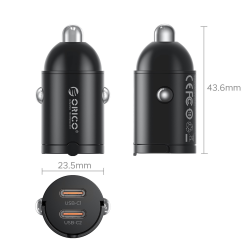 Orico Ładowarka samochodowa, 2 × USB-C, 30W