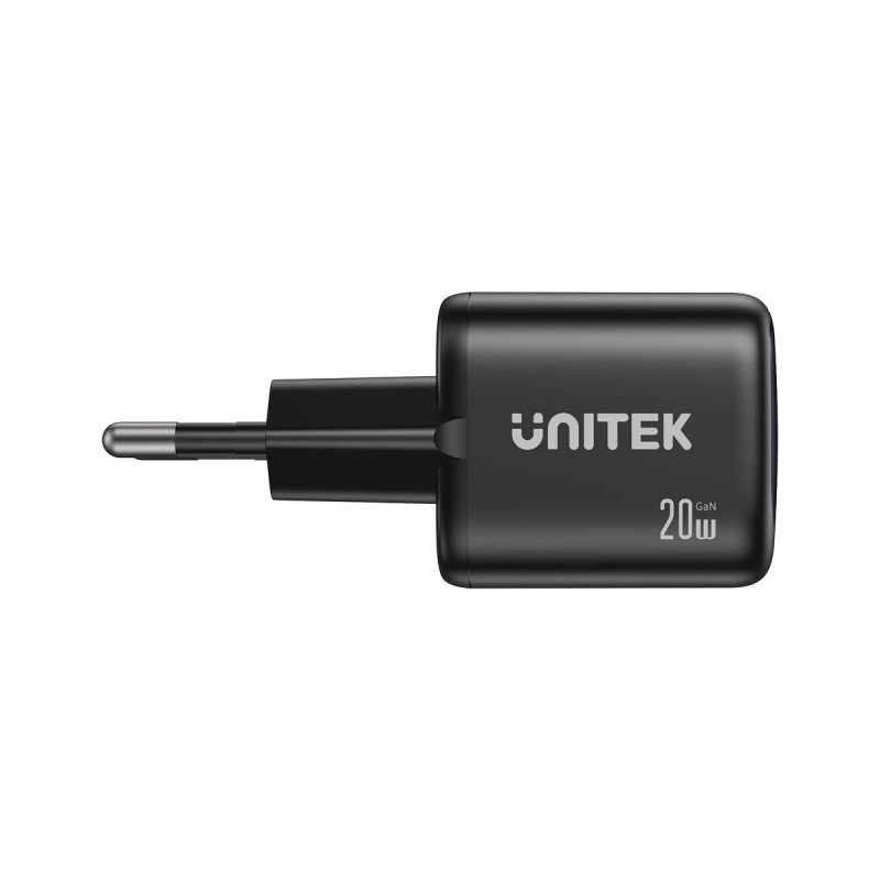 Unitek Ładowarka sieciowa 2-portowa GaN 20W, USB-C, USB-A, PD 3.0, czarna