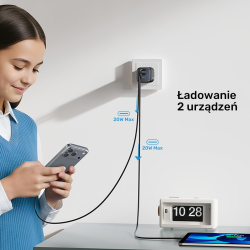 Unitek Ładowarka sieciowa 2-portowa GaN 45W, 2xUSB-C, PD 3.0, QC, czarna