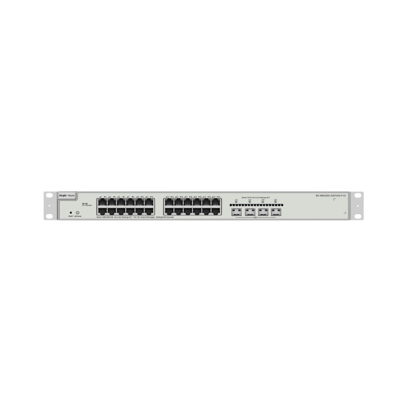 Ruijie Reyee RG-NBS3200-24GT4XS-P-V2 | Switch Zarządzalny, 28 portów, 24xGE, 24xPoE, 370W, 4xSFP+, L2, Rack, Cloud