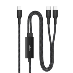 Belkin BoostCharge Pro Kabel USB-C na 2*USB-C 140W, w oplocie, 1,5m, czarny