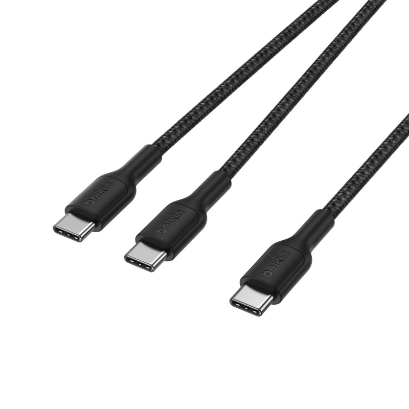 Belkin BoostCharge Pro Kabel USB-C na 2*USB-C 140W, w oplocie, 1,5m, czarny