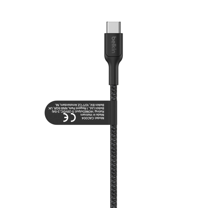Belkin BoostCharge Pro Kabel USB-C na 2*USB-C 140W, w oplocie, 1,5m, czarny