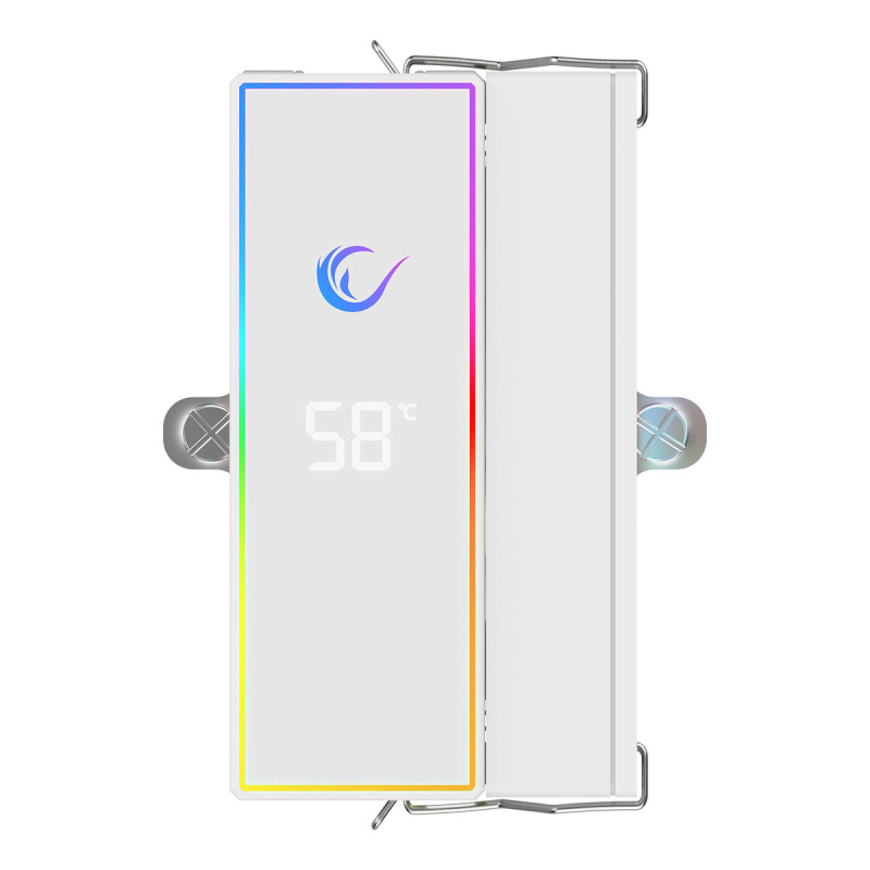 Rampage Octagon B70 Chłodzenie powietrzne CPU 120MM ARGB, wyświetlacz temperatury, białe