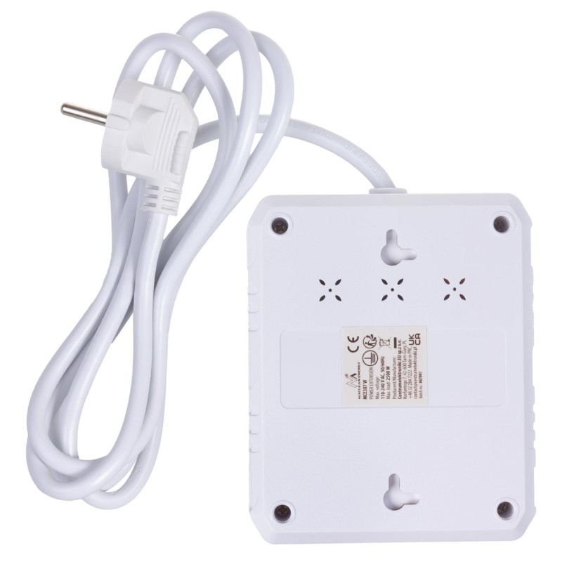 Listwa zasilająca Maclean MCE387 W, przedłużacz 2 gniazda + 3xUSB, 110-240V