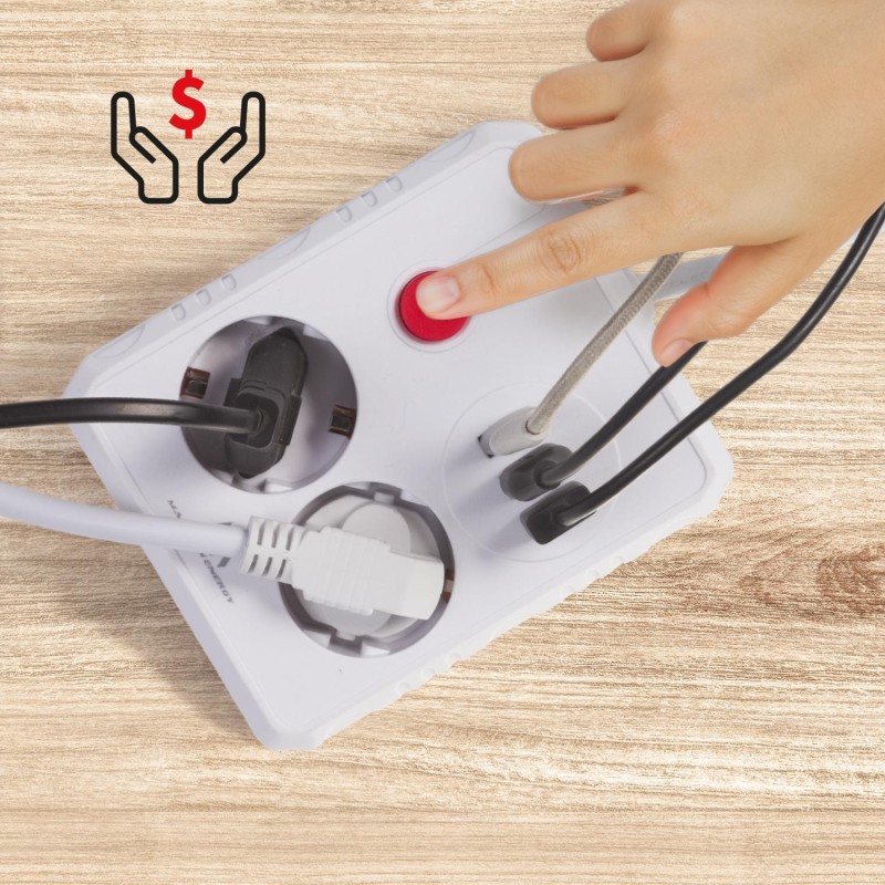 Listwa zasilająca Maclean MCE387 W, przedłużacz 2 gniazda + 3xUSB, 110-240V