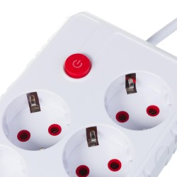 Listwa zasilająca Maclean MCE393 W, przedłużacz 4 gniazda + 3xUSB, 110-240V