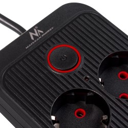 Listwa zasilająca Maclean MCE389 B, przedłużacz 6 gniazd + 4xUSB + USB-C,