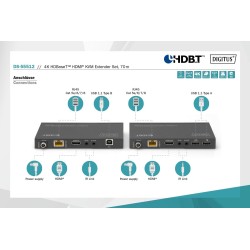 Przedłużacz/Extender KVM DIGITUS HDMI+USB HDBaseT 70m 4K30Hz HDCP 2.2 PoC