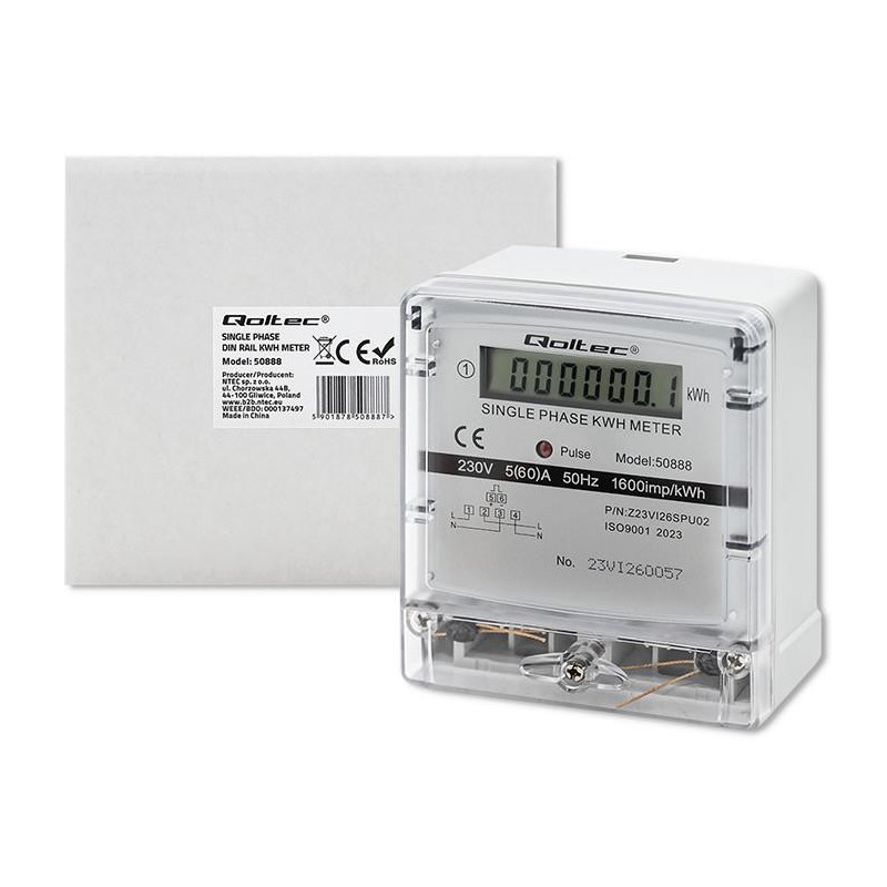 Miernik zużycia enrgii Qoltec jednofazowy elektroniczny licznik | 230V |