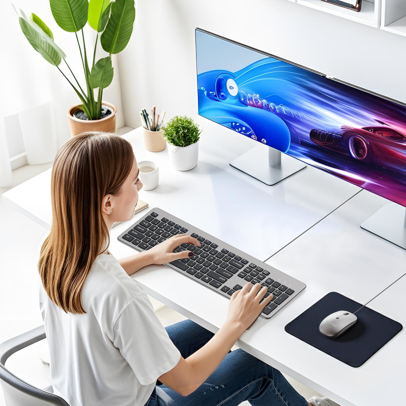 Unitek SlimTap Lekka klawiatura przewodowa biurowa, USB-A, szara