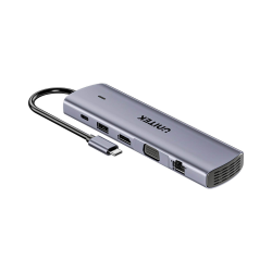 Unitek Hub USB-C 11w1 z obsługą dwóch monitorów | 4K@30Hz | RJ45 | PD 100 W | SD i microSD