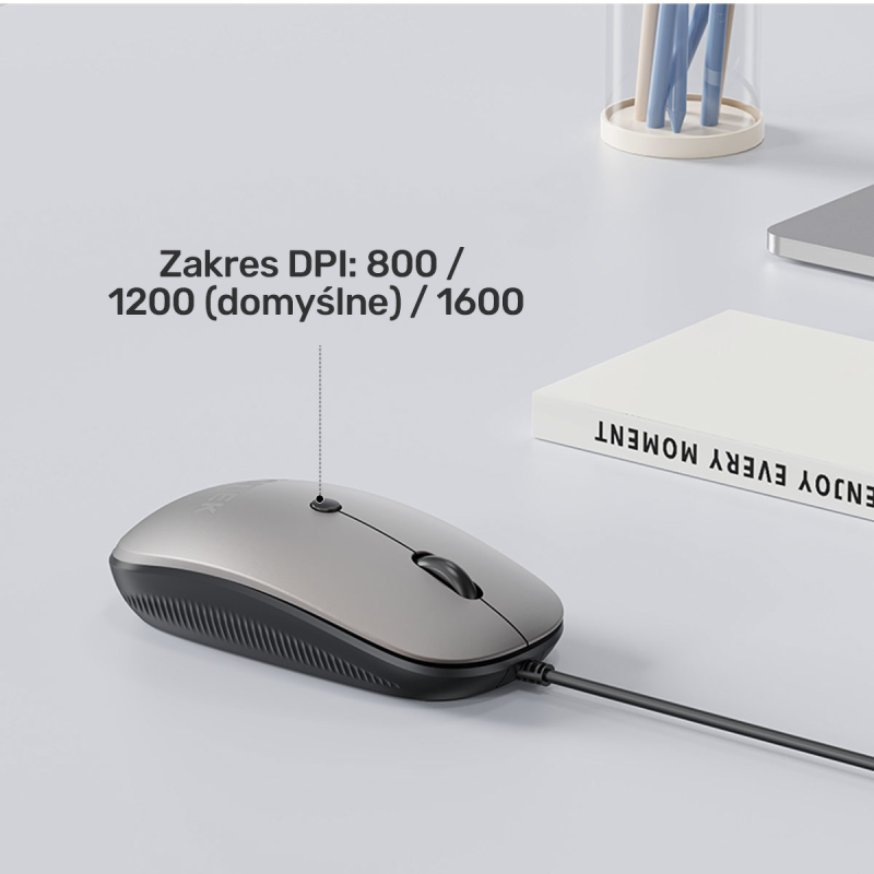 Unitek Przewodowa mysz optyczna biurowa SlimTrack 1600 DPI