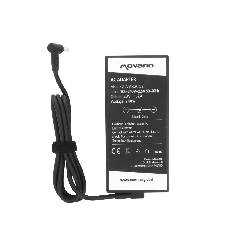 Zasilacz Movano 20v 12a (6.0x3.7 pin) 240W do Asus | PartsPC.pl