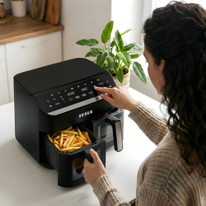 TESLA AirCook DualHeat QD464 XXL Frytkownica beztłuszczowa dwukomorowa 9L 360°